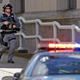 A Seattle police officer responding amid the shooting of several officers in the city’s downtown on April 20th, 2017.